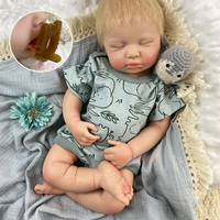 Boneka Bayi Silikon Solid Loulou 20 inci, Buatan Tangan, Detail Tubuh Realistis, Rambut Pirang Pendek Premium, Anatomi Tubuh Tepat