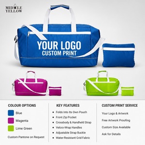 Bolsa de Viaje Plegable con Logotipo Personalizado, Bolsa de Lona Plegable de Tela de Rejilla con Correa Cruzada, Pantone Personalizado, OEM, ODM, Directo de Fábrica - Product Image 4