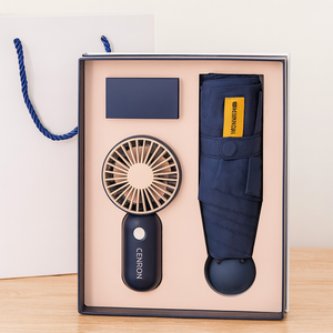 2025年新款夏季婚礼纪念品精美塑料定制徽标促销礼品迷你风扇和雨伞礼品套装 - Product Image 4