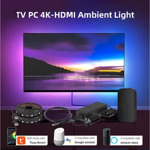 Glite-Tira de LED inteligente WS2812 para TV/PC, iluminación trasera adecuada para pantallas de menos de 60 pulgadas, pantalla de sincronización HDMI, fácil de instalar, gran oferta