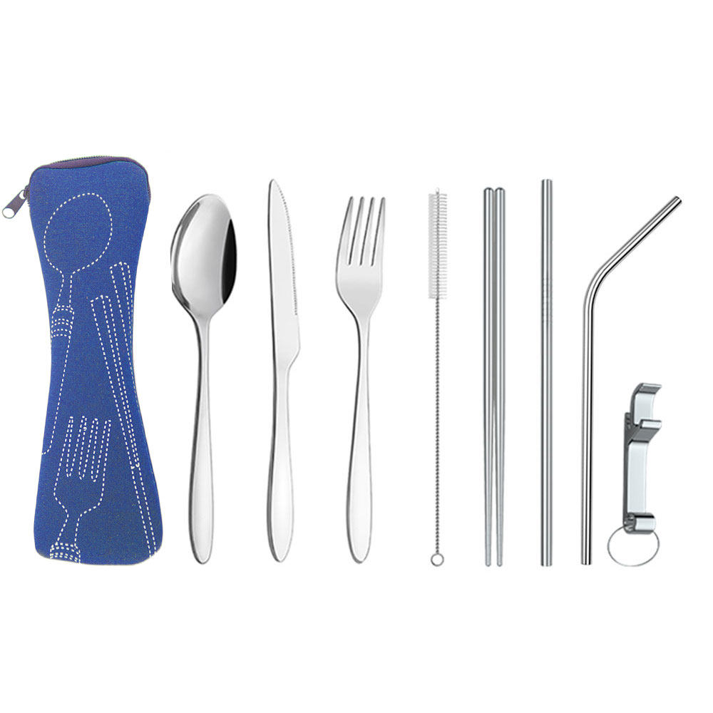 8ชิ้นพร้อมกระเป๋าสีฟ้า