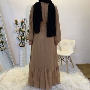 2021 Muslim Turkish <strong>Abaya</strong> <strong>UK</strong> with Polka Dot Chiffon Dress for Women Dubai <strong>Abaya</strong> - Product Image 5