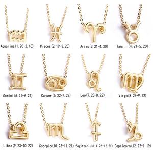 Promozionale femminile elegante 12 segno zodiacale collana pendenti con ciondolo catena d'oro girocollo astrologia collane - Product Image 4