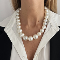 Collier chaîne épais multicouche en fausses perles, plaqué or 18 carats, en alliage, bijou fantaisie pour cadeau de fête
