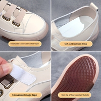 Chaussures plates pour femmes, en cuir véritable, à semelle souple, décontractées, respirantes, fines, pour étudiantes, été