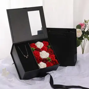 Pabrik grosir kustomisasi akrilik putih sederhana mewah kotak hadiah magnetik dengan pita untuk undangan pernikahan