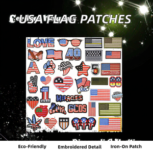 Independence Day Decoration Custom Embroidered USA Flag <b>Patch</b> for Badges PVC <b>Sew</b>-<b>on</b> or Iron-<b>on</b> Made of Chenille Fabric - Product Image 2