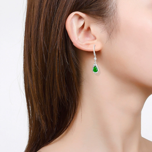 Pendientes de plata S925 con jadeíta natural de grado A, color verde, con ganchos en espiral, jadeíta de grado hielo, pendientes de alta gama. - Product Image 4