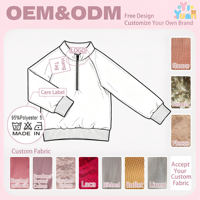 Sweat-shirt personnalisé pour filles OEM ODM, col montant, manches raglan, hauts doux à ourlet côtelé pour enfants, couleur personnalisée, vêtements quotidiens