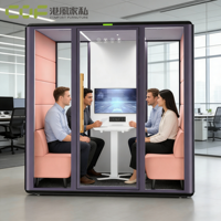 Cabines de bureau insonorisées mobiles avec commande d'éclairage et de ventilateur - Conception modulaire pour hôtel, salon et espaces extérieurs