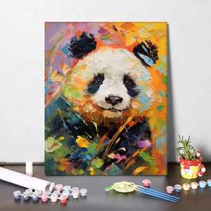 Toile peinte à la main personnalisée <span class=keywords><strong>Panda</strong></span> en bois de pin <span class=keywords><strong>Peinture</strong></span> <span class=keywords><strong>par</strong></span> numéros - Product Image 1