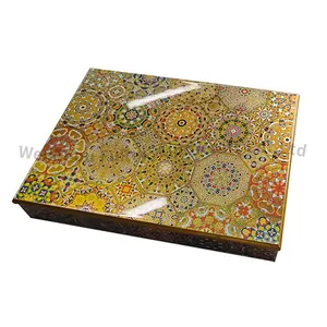 Elegante pintura loco embalaje de madera de lujo de Oriente Medio caja de regalo de Chocolate Piano laca fechas pastel Ramadan caja de almacenamiento de madera