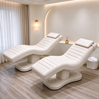 Lit de soin électrique de luxe ergonomique en cuir PU courbé, lit de traitement facial à 3 moteurs réglables, table de massage pour salon de beauté et spa