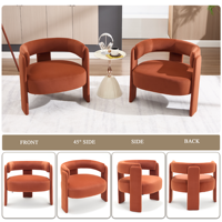 Fauteuil d'appoint en velours confortable pour salon, style Mid-Century, idéal pour chambre, bureau ou lecture, livraison gratuite aux États-Unis