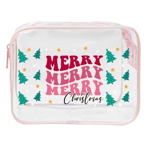 Sac cosmétique personnalisé avec logo de Noël, sac en PVC transparent ODM OEM, organisateur de maquillage, sac cadeau, emballage cosmétique en PVC transparent - Product Image 4
