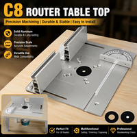Plaque d'insertion pour table de fraisage C8 en aluminium, système de table de fraisage avec guide et butée pour le travail du bois, pour banc de travail de fraisage inversé