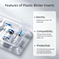 Support en plastique personnalisé pour flacons injectables de 10 ml*2, insert d'emballage pour flacons médicaux sous blister