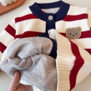 Children's Double Layer Thick Knit Sweater Single Breasted Warm Winter Jacket For Boys And Girls Baby Top Anti Pilling - Product Image 2