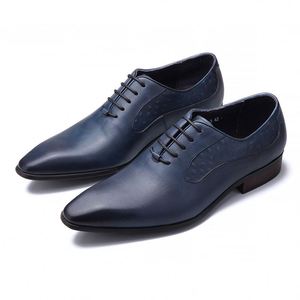 Chaussures en cuir pour hommes de qualité supérieure en cuir de vachette, confortables, à lacets, bout pointu, style business décontracté, design élégant - Product Image 1