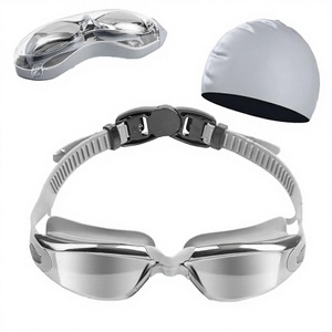 Ensemble de lunettes de natation avec étui pour adultes, verres et monture en polycarbonate UV400, anti-buée, bonnet de bain étanche, bouchons d'oreilles et de nez - Product Image 4