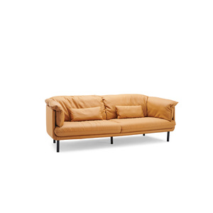Sofá de Cuero Moderno y Minimalista Color Naranja, Modelo OP-FX80078, para Sala de Estar, Dormitorio u Oficina - Product Image 4