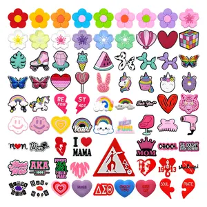 HYB Kuaji Custom Cute Designs Logo Pink Fashion Pvc Accessories Wholesale Bulk Shoes Decorations Charms