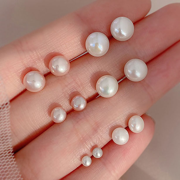 Set Di Orecchini A Lobo In Argento Sterling 925 Con Perle D'Acqua Dolce – Misure 3, 5, 7 Mm, Ipoallergenici, In Scatola Regalo - 6