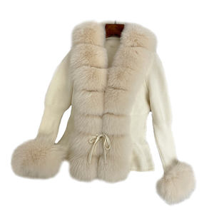 Élégant Cardigan Réversible en Fausse Maille Mignon et Élégant <span class=keywords><strong>Manteau</strong></span> d'Hiver Couleur Personnalisée avec Col et Poignets en Fourrure Respirante pour le Printemps - Product Image 5