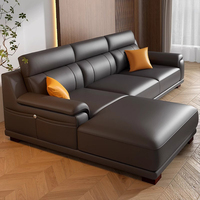 Canapé Modulable en Cuir de Luxe en Forme de L pour Salon, Canapé d'Angle Moderne pour Villa et Hôtel, Combinaison en Cuir