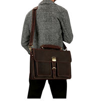 Sac à bandoulière en cuir pour homme, style rétro, pour ordinateur portable, sacoche de luxe en cuir véritable Crazy Horse, grande capacité