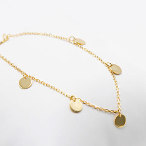 Dijes de disco de 5mm, pulsera ajustable de cadena chapada en oro Real de Plata de Ley 925, listo para enviar, logotipo personalizado - Product Image 2