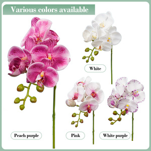 Tiges d'orchidées artificielles personnalisées de 50 cm, 5 têtes, en soie douce, fausses fleurs pour Thanksgiving, la remise des diplômes, Noël, la maison - Product Image 3