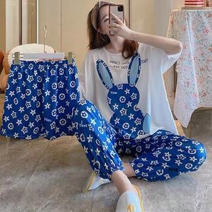 Ensemble de pyjama trois pièces pour femmes, été, respirant, mignon, dessin animé Mickey, taille élastique, longueur intégrale, <span class=keywords><strong>vêtements</strong></span> de maison fins et amples - Product Image 4