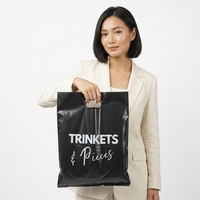 Sac de shopping en plastique découpé personnalisé avec logo imprimé personnalisé, merci, HDPE, avec poignée