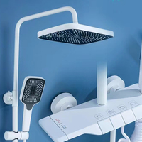 Mitigeur de baignoire et de douche contemporain en laiton poli gris, 4 fonctions, avec douchette pressurisée chaud/froid, pour hôtel