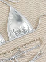 Maillots de bain sexy pour femmes 2025, bikinis en cuir brillant, tanga extrêmement sexy, mini micro string, ensemble de bikini à paillettes pour la plage