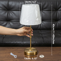 Lampe de table sans fil, batterie 3600mAh, rechargeable, 43cm, lumières LED à intensité variable, pour salon, salle à manger, salle de bain