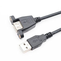 Cable de Extensión USB 2.0 para Montaje en Panel, USB Tipo A Macho a Hembra con Orejas para Fijar, Cable de Carga y Transmisión de Datos para PC
