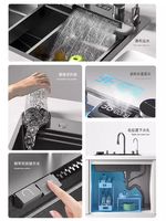 Offre Spéciale intelligent évier de cuisine cascade robinet lave-vaisselle affichage numérique multifonction en acier inoxydable évier simple bol lavabo