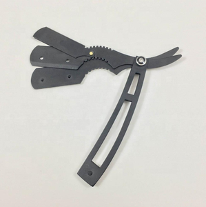 Navaja de afeitar plegable de acero inoxidable para salón de barbería, cuchilla de corte recto con borde recto - Product Image 1