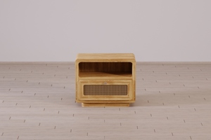 Rene Convertible Traditional Solid Teak Wood <b>Night</b> <b>Stand</b> Versatile Rattan Accent Furniture Bedroom Living Room Dining Apartment - Product Image 2