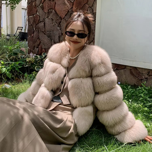 Jaqueta de Pele de Raposa Branca Natural Clássica em Alta Venda Moda Feminina Casaco de Pele <span class=keywords><strong>Real</strong></span> Plus Size Inverno Quente Casaco de Pele Genuína - Product Image 3