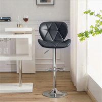 Tabouret de bar réglable moderne pour la maison Chaise haute confortable en cuir synthétique avec dossier pour cuisine Salle de sport Salon avant