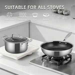 Tam Kaplama 3 Katmanlı 304 Yapışmaz Paslanmaz Çelik Petek Tencere Seti Gıda Sınıfı Paslanmaz Çelik Tencere ve Tava Seti Kapaklı - Product Image 4