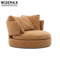 Meubles WISEMAX Mobilier de maison italien minimaliste Grand canapé d'angle rond en tissu Chaise longue Fauteuil de salon pivotant