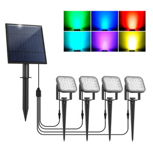 Wide Angle Aluminium Warm White RGB Color Changing Spotlights Solar Flood <strong>Light</strong> 1 on 2/4 Solar <strong>Pathway</strong> <strong>Light</strong> <strong>for</strong> Yard Garden - Product Image 1