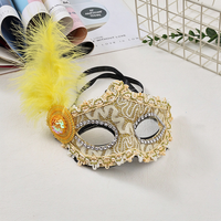 Masque de mascarade vénitien tendance en dentelle et plumes, demi-masque pour les yeux, masque de costume pour fête, carnaval, bal, Halloween