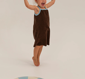 <span class=keywords><strong>Vestito</strong></span> Estivo per Bambina 0-6 Anni, 100% Cotone Spugna, Marrone Blu <span class=keywords><strong>Rosa</strong></span>, con Spalline a Costine, Senza Maniche - Product Image 5