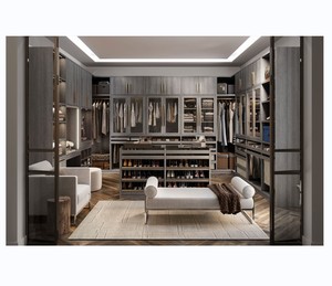 Tùy chỉnh treo tường tủ quần áo tủ quần áo tổ chức với Giày giá Thạc sĩ đi bộ trong tủ quần áo với bàn trang điểm - Product Image 1