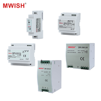 Alimentation sur rail DIN MWISH DR MDR NDR 15W-480W 12V 24V 48V à large plage d'entrée avec protection contre les surcharges pour armoire de commande PLC